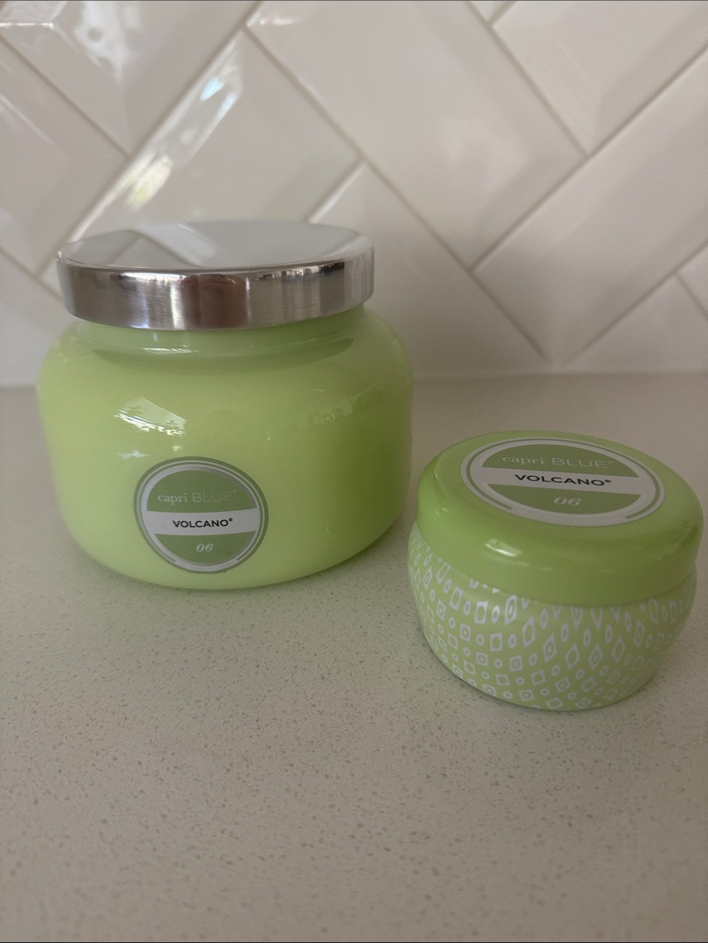 Capri Blue Volcano Iced Matcha Candle Set 19 Oz + Mini NEW
